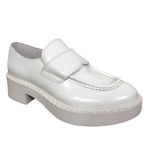 NEW Jeffrey Campbell White Leather Librarian Loafer Women's Size 6